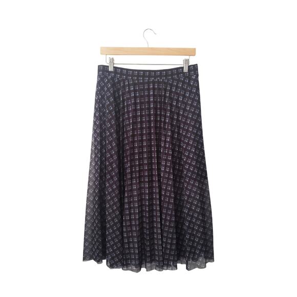 Hollister Ultra High Rise Sheer Plaid Mesh Overlay Midi Skirt Black Size Large - Picture 1 of 9